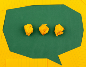 A notification bubble made out of construction paper.